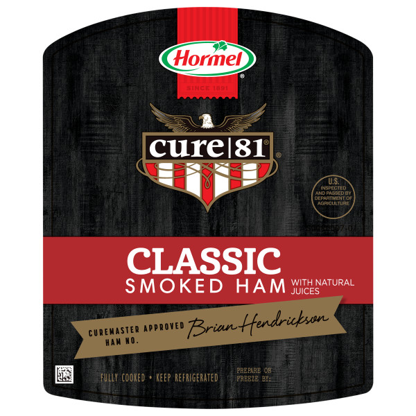 CURE 81(r) Hardwood Smoked Ham with Natural Juices, Whole, 4 pc . C1N1 - Front No Plunge In Package (Hi Res)