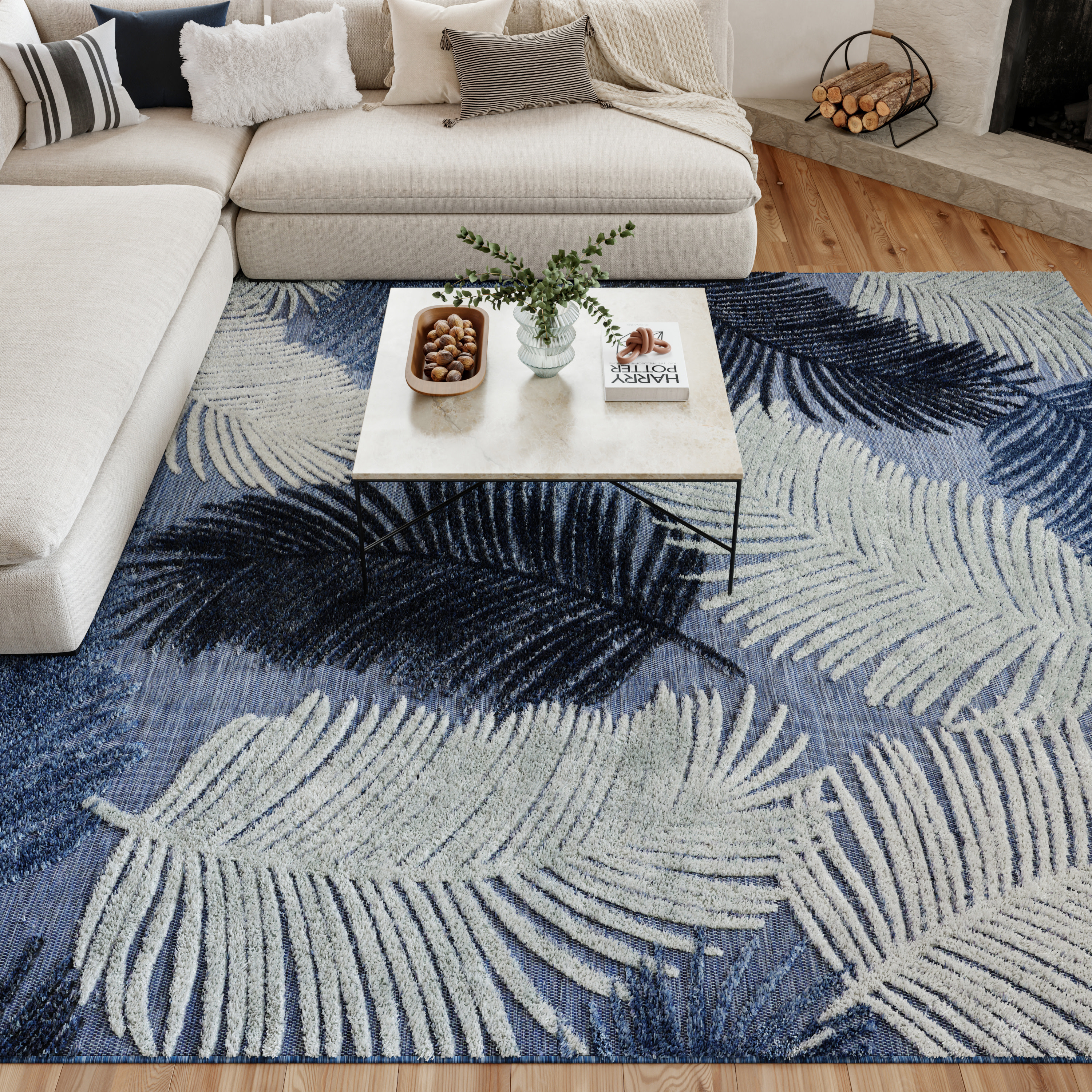 Nourison Suncoast 7'10" x 9'10" Denim Tropical Rug