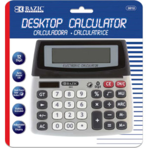 12-Digit Dual Power Desktop Calculator with Adjustable Display