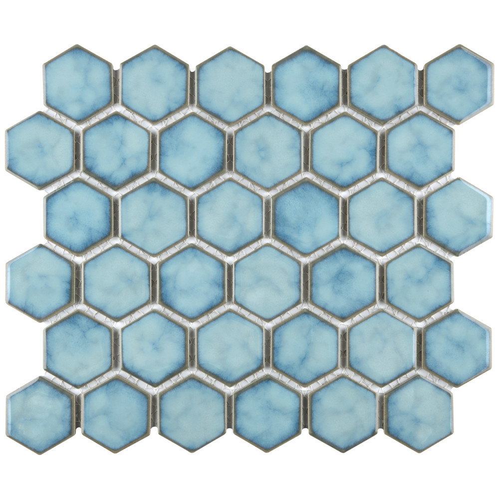 Hudson Due 2″ Hex Marine 10-7/8 in. x 12-5/8 in. Porcelain Mosaic Tile
