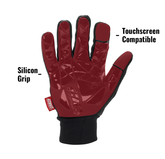 Touchscreen Compatible Silicone Palm Economy Tundra Jogger Gloves in Gray and Black TEJG showing Touchscreen Compatible and Silicon Grip