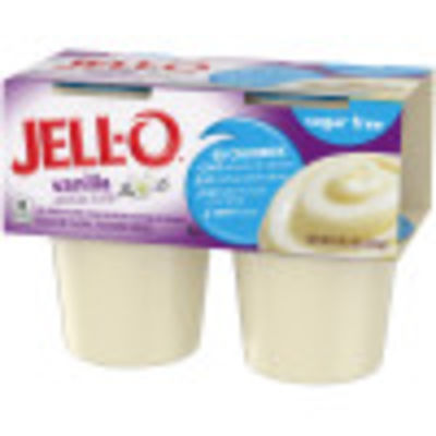 Jell-O Vanilla Sugar Free Pudding Snacks, 4 ct Cups