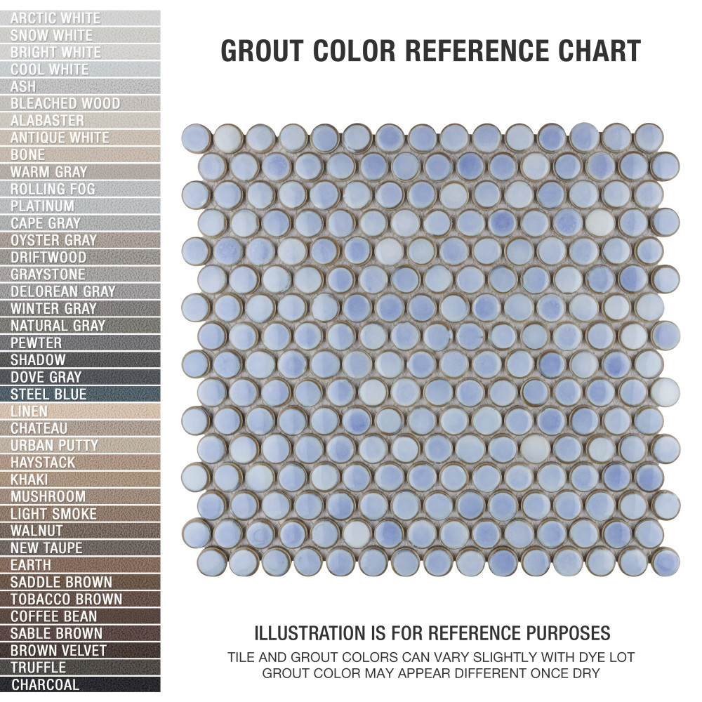 Sample – Hudson Penny Round Frost Blue Porcelain Mosaic Tile
