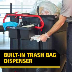 Rubbermaid Commercial, BRUTE, Ergonomic Rotomolded Tilt Truck Handle and Caddy, Red