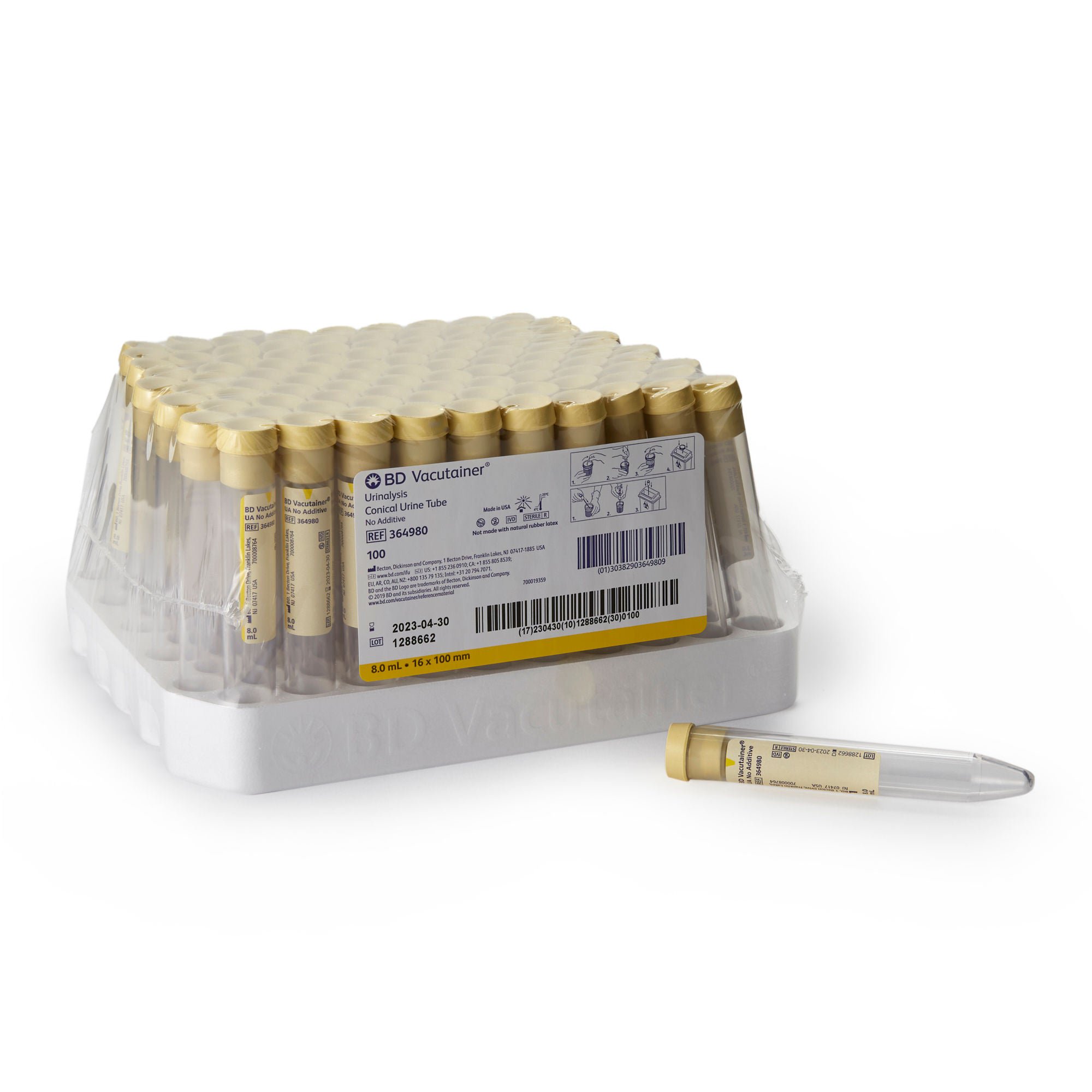 BD Vacutainer® Urinalysis Tube, 8 mL, 16 x 100 mm