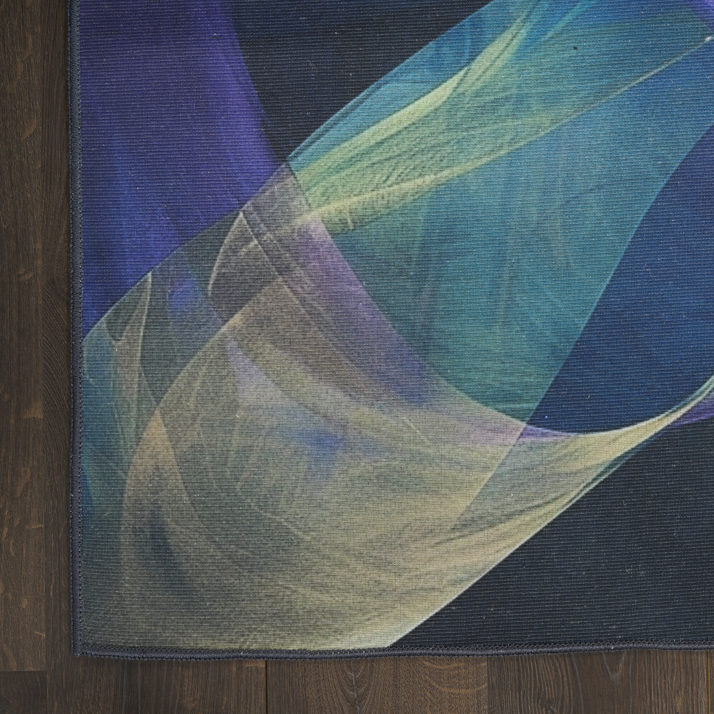 Nourison Nourison Washables 2'2" x 8' Blue Multicolor Modern Indoor Rug