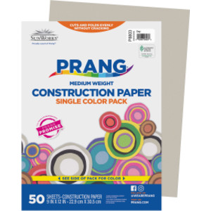 Construction Paper, Medium Weight, Gray, 9" x 12", 50 Sheets