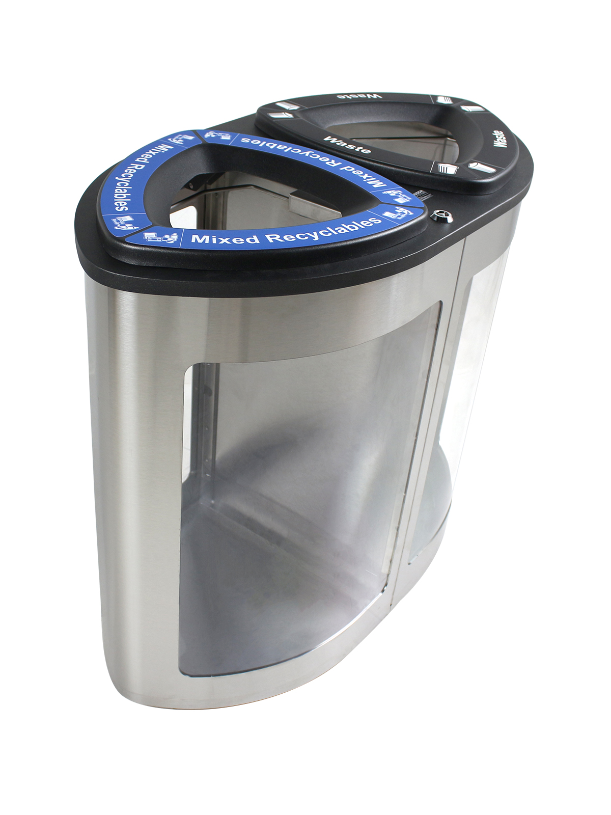 BOKA – Double – Clear – Mixed Recyclables-Waste – Full – Stainless Steel