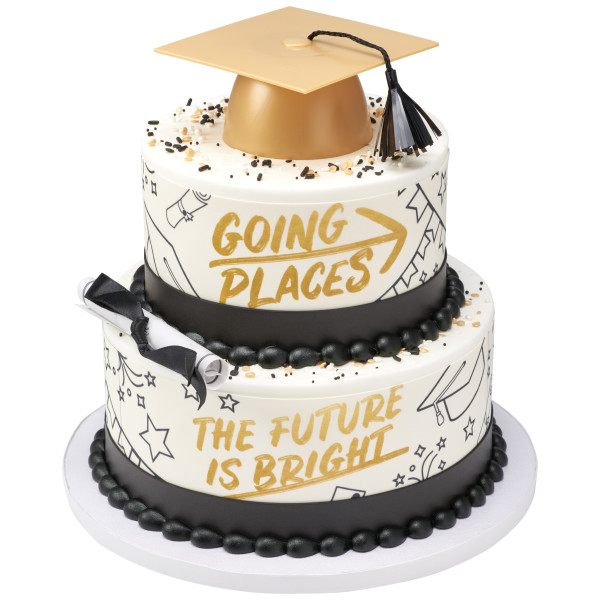 Gold Smooth Grad Hat Layon