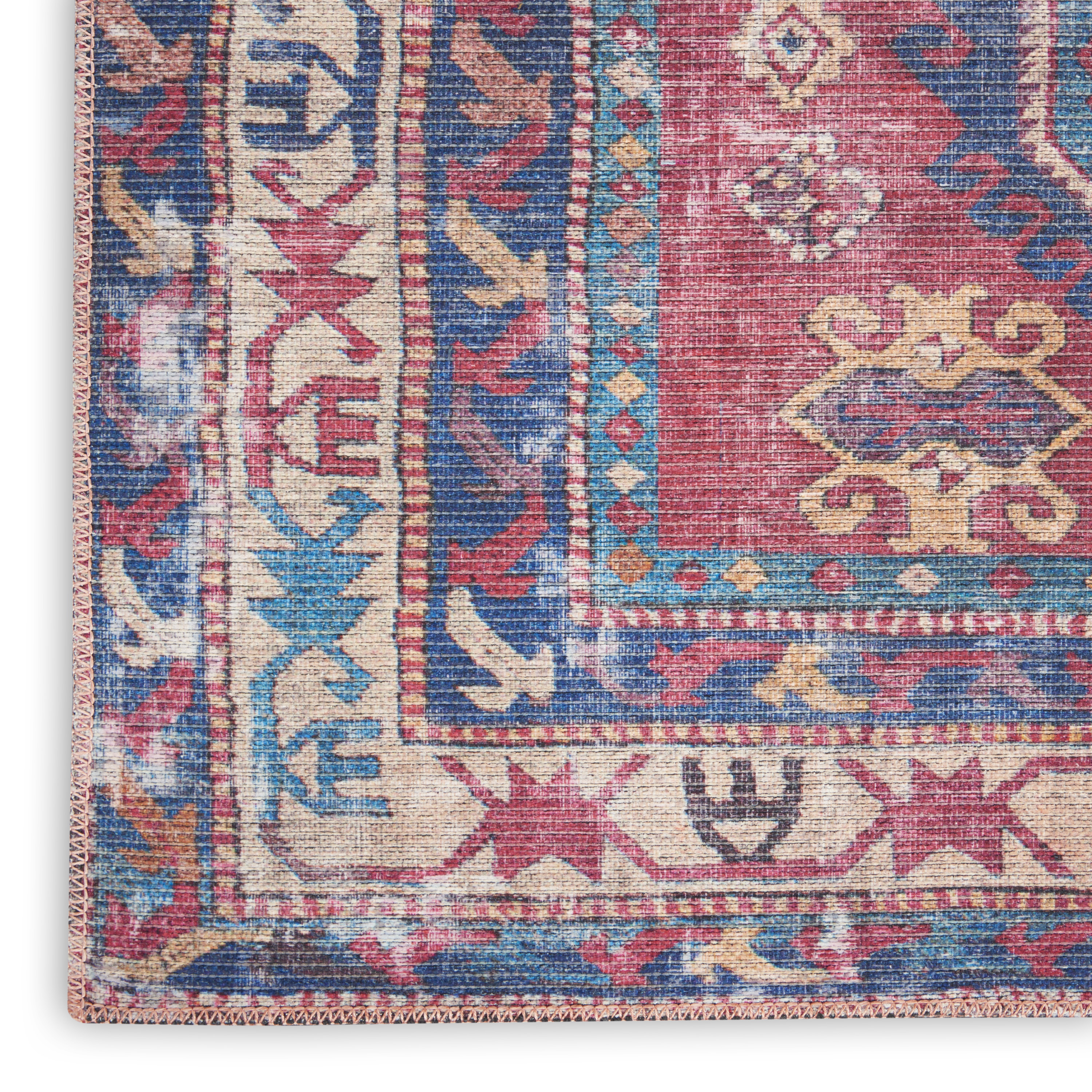 Nourison New Concept Washables 4' x 6' Red Navy Vintage Indoor Rug