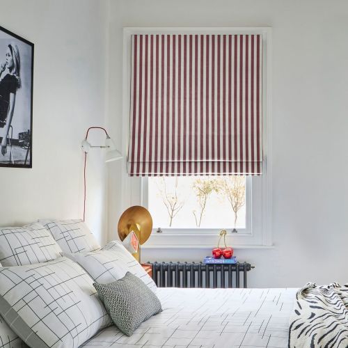 Portofino Stripe Vino Roman blind