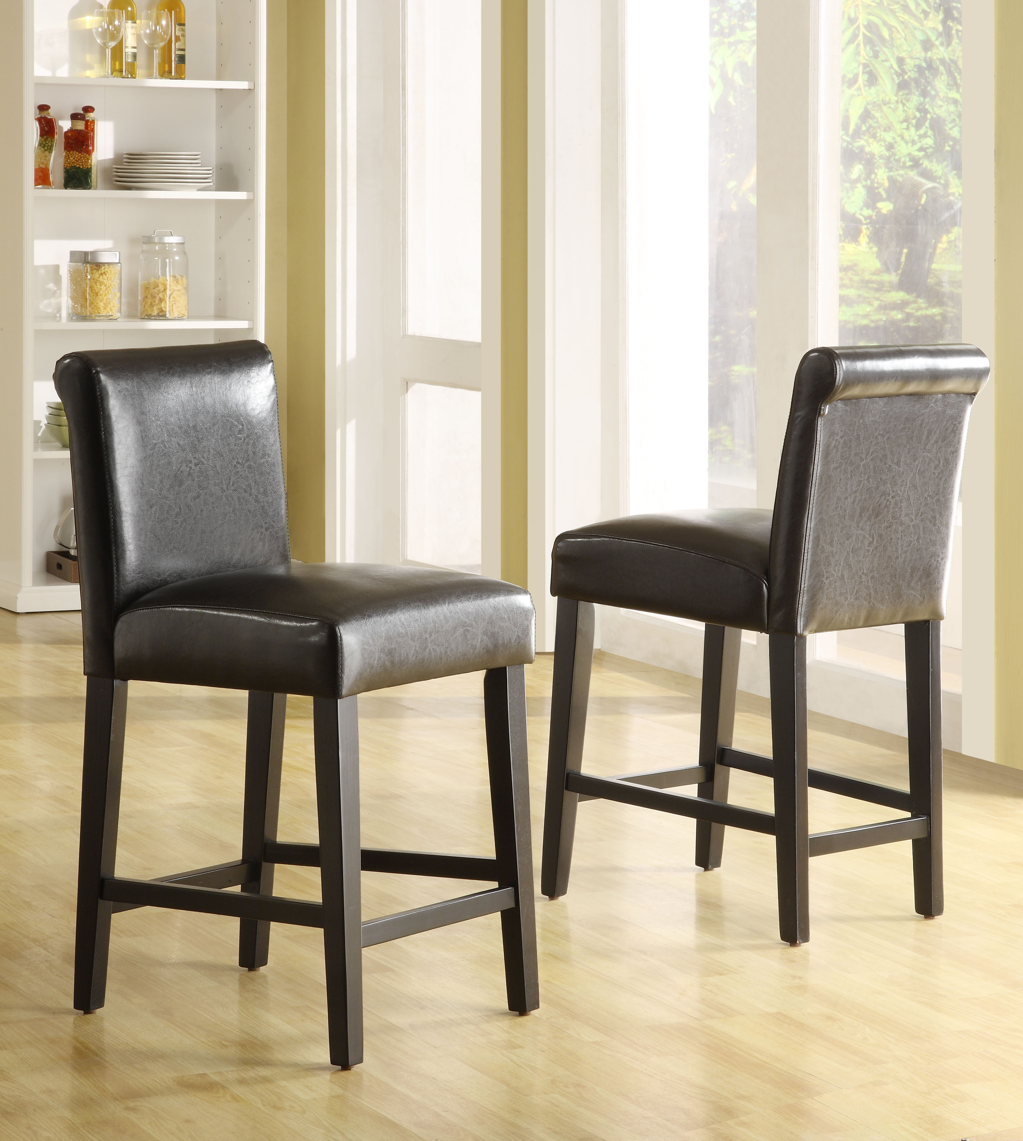 Faux Leather High Back Stools (Set of 2)