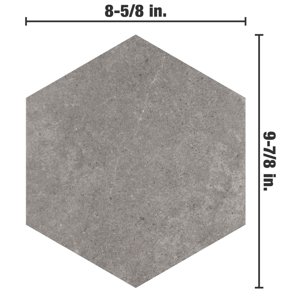 Traffic Hex Grey 8-5/8 in. x 9-7/8 in. Porcelain Floor and Wall Tile ...