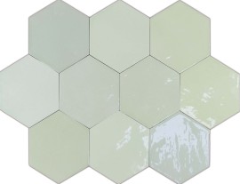 Zellige Hexa Mint 7/16×7-3/8 Rounded Edge Glossy Zellige Hexa Mint 7/16×7-3/8 Rounded Edge Glossy