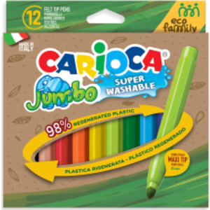 Eco Family Jumbo Maxi Tip Washable Felt Tip Pens - 12 Pieces