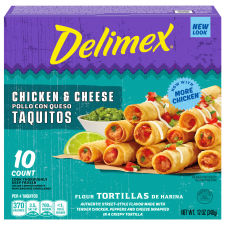 Delimex Chicken & Cheese Large Flour Taquitos, 10 ct Box