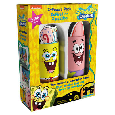 Spongebob 36-Piece Jigsaw Puzzles Two Pack Bundle with Easy Tube Storage | Spongbob Birthday Party Supplies | Spongebob Party Favors | Spongebob Toys for Kids 3+