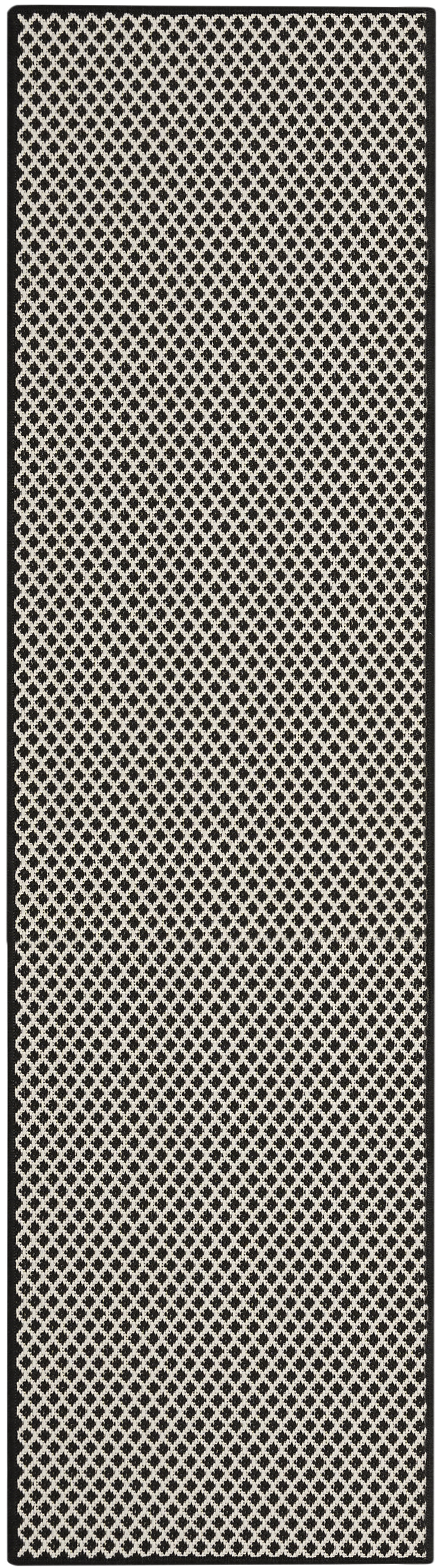Nourison Courtyard 2' x 6' Black White Modern Rug
