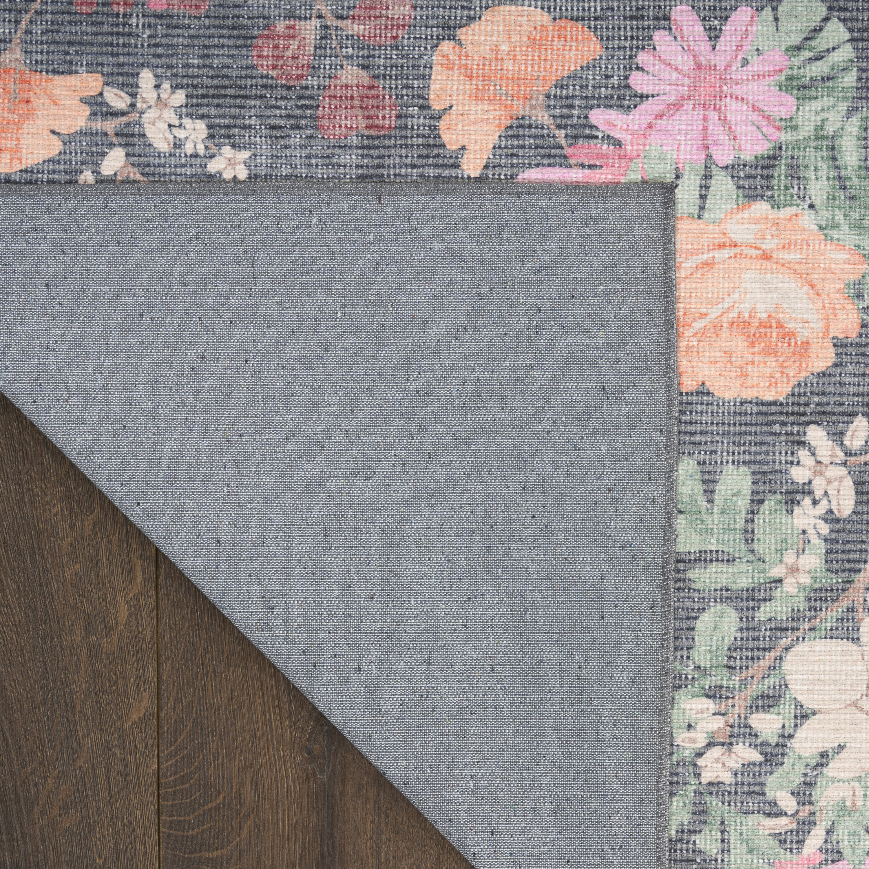 Nourison Botanical Washables 7'6" x 9'10" Charcoal Multicolor Farmhouse Indoor Rug