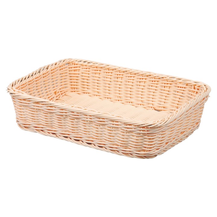 Rectangular wicker bread basket 40 x 28.5 cm polypropylene in brown