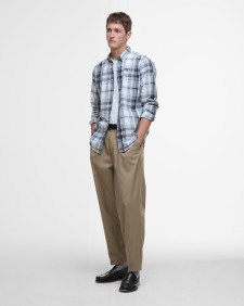 Gabe Checked Tailored Long-Sleeved Shirt Classic White