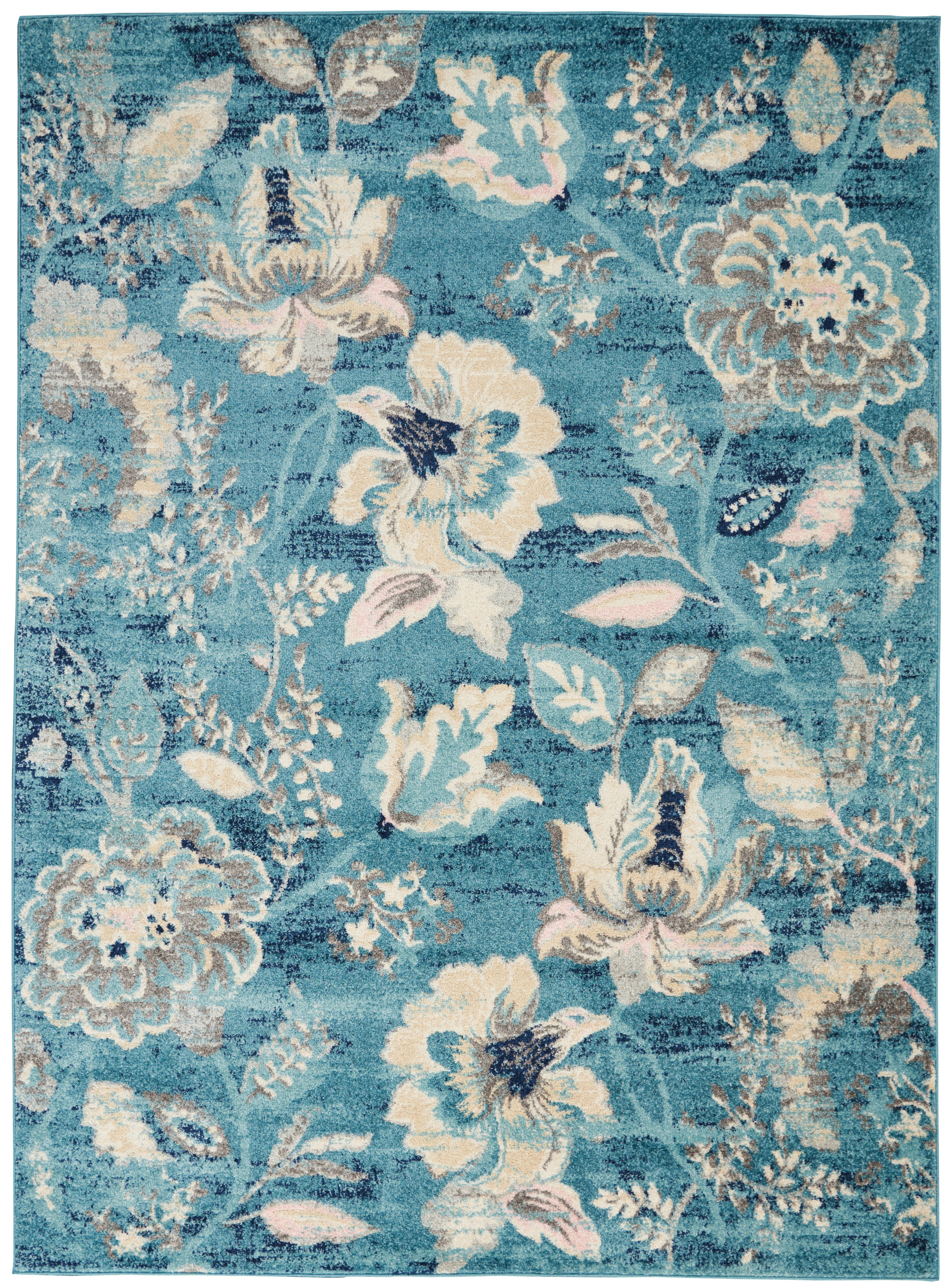 Nourison Tranquil 6' x 9' Turquoise Vintage Indoor Rug