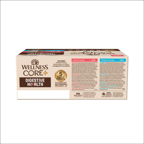 Wellness CORE+ Digestive Health Salmon & Whitefish back packaging