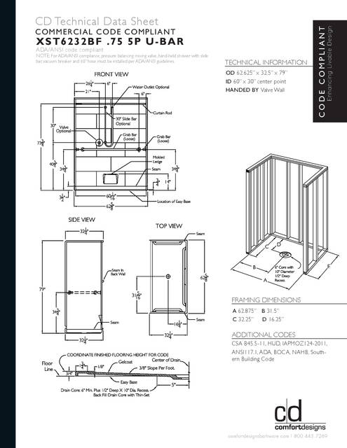 Tech Data Sheet — Cd Shower Tech Data Xst 6232bf 75 5p U Bar