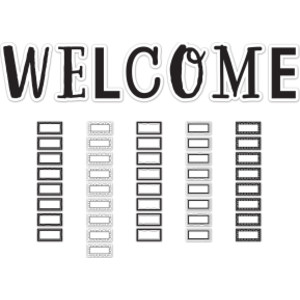 Black and White Welcome Bulletin Board Set, 49 Pieces
