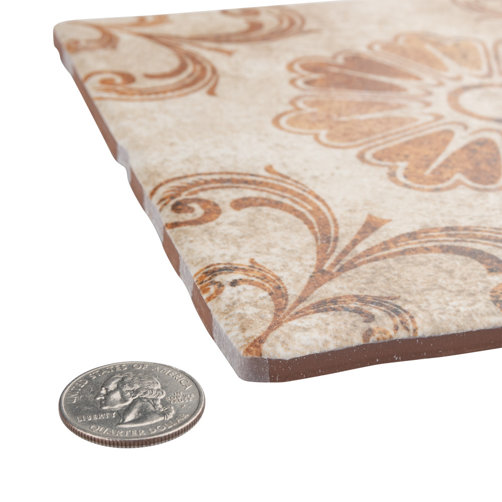 Costa Arena Decor Fleur 7-3/4 in. x 7-3/4 in. Ceramic Floor and Wall Tile