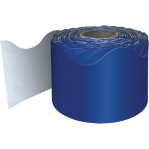 Navy Rolled Scalloped Border, 65 Feet