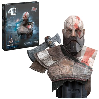 4D Build, God of War Kratos 3D Model Kit, PlayStation Game, Desk Décor, Adult Puzzles, Building Toys, 3D Puzzles for Adults & Teens, 150 Pieces, for Ages 12 & Up