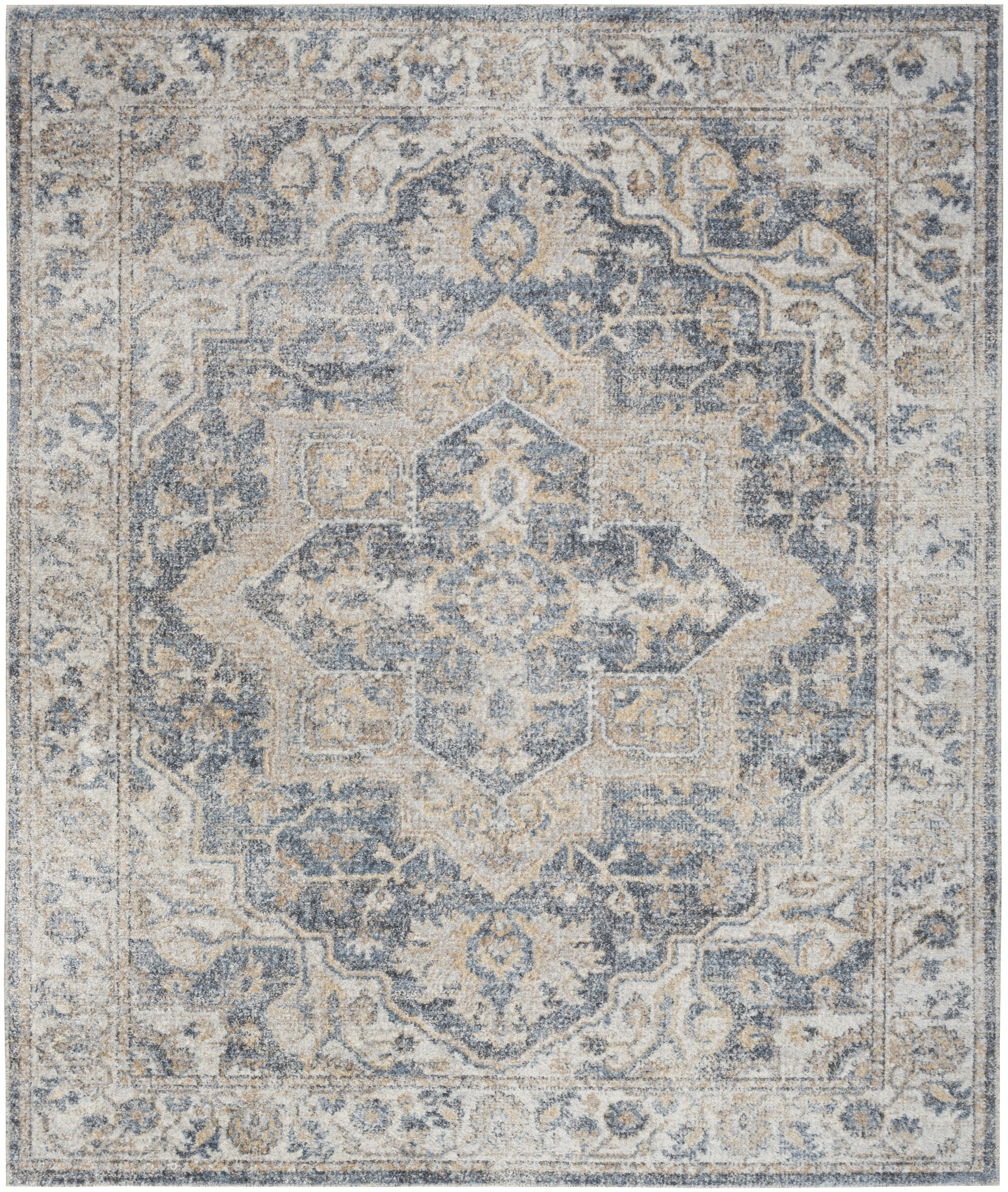 Nourison Astra Machine Washable 7' x 10' Grey Blue Vintage Indoor Rug