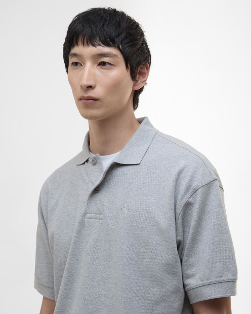 Hexham Oversized Polo Shirt Grey Marl