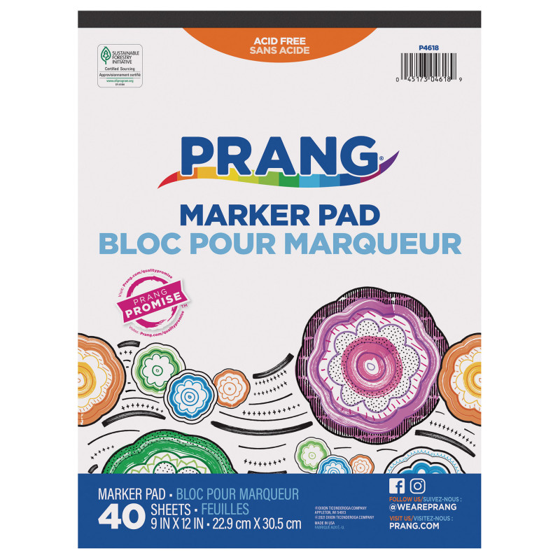 Marker Pad, White, 9" x 12", 40 Sheets