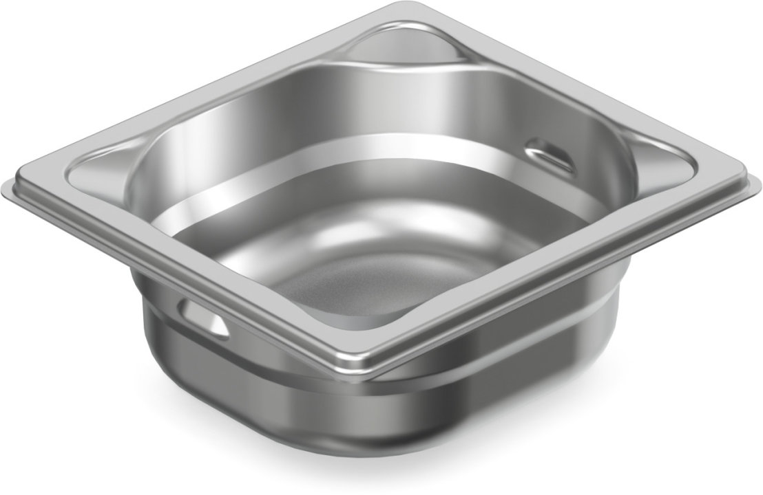 Cubeta Gastronorm GN PRO de acero inoxidable 18/10 de tamaño 1/6 y 65 mm de profundidad