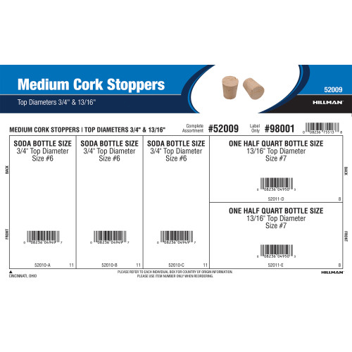 Medium Cork Stoppers Assortment (Top Diameters 3/4