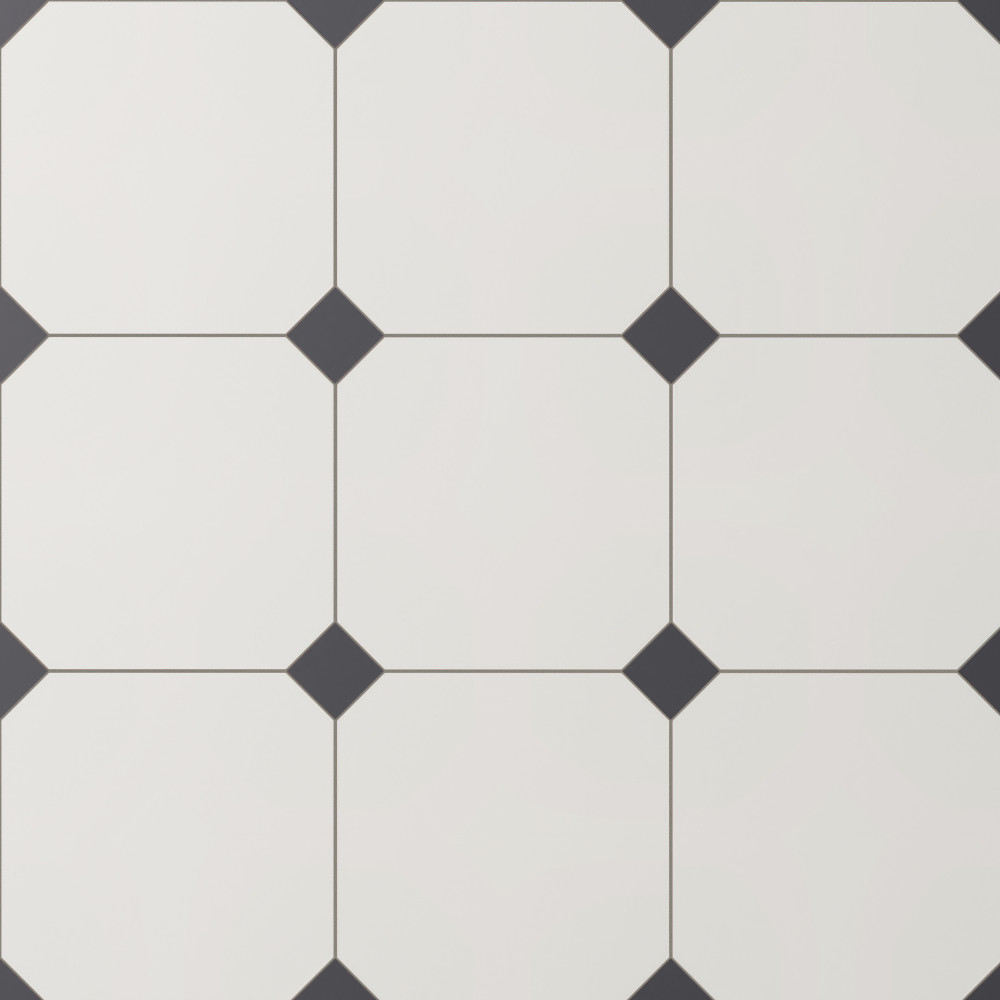 Vaudeville Octagon Nacar with Taco Antracita 7-7/8 in. x 7-7/8 in. Porcelain Floor and Wall Tile