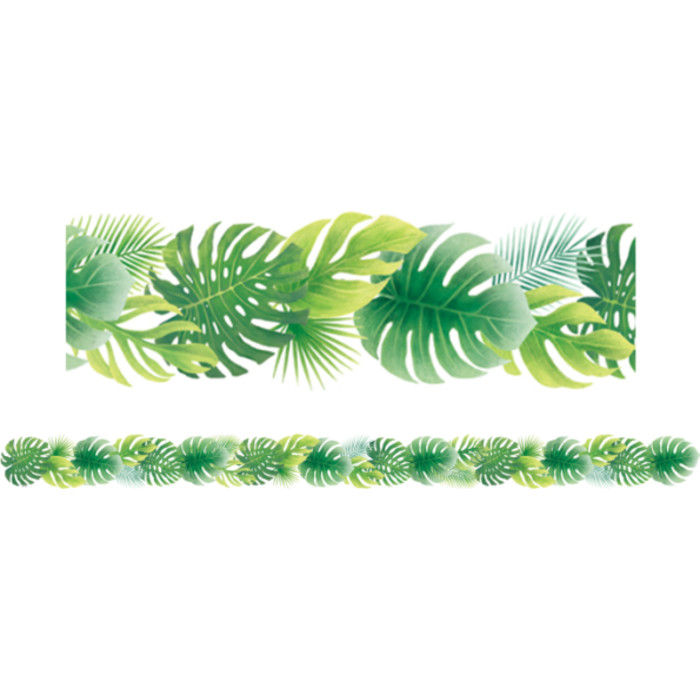 Borde troquelado de hojas tropicales