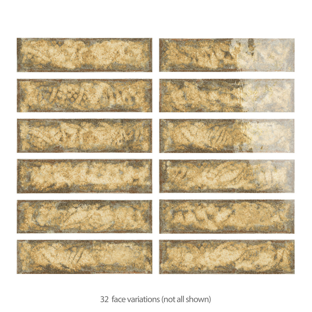 Gaudi React Brick Gold 2-3/8 in. x 9-3/4 in. Porcelain Floor and Wall Tile