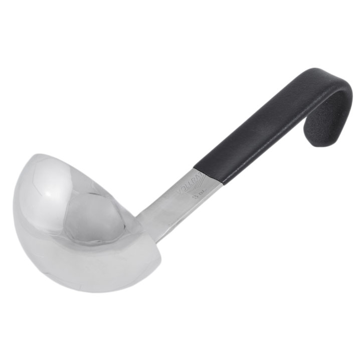 3-ounce one-piece heavy-duty stainless steel ladle with short Kool-Touch® handle