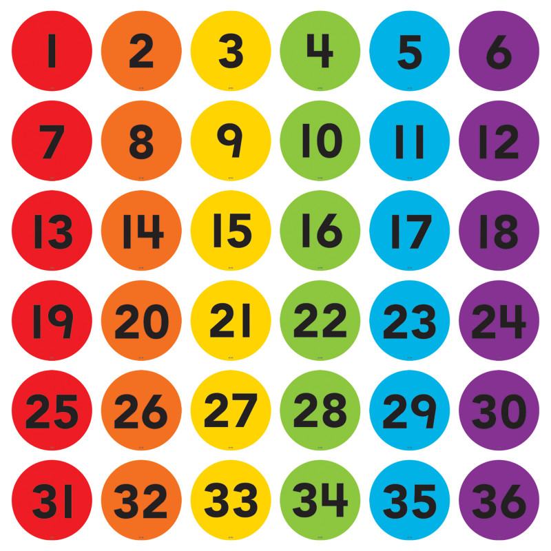 Spot On® Numbers 1-36 Floor Markers, 4"