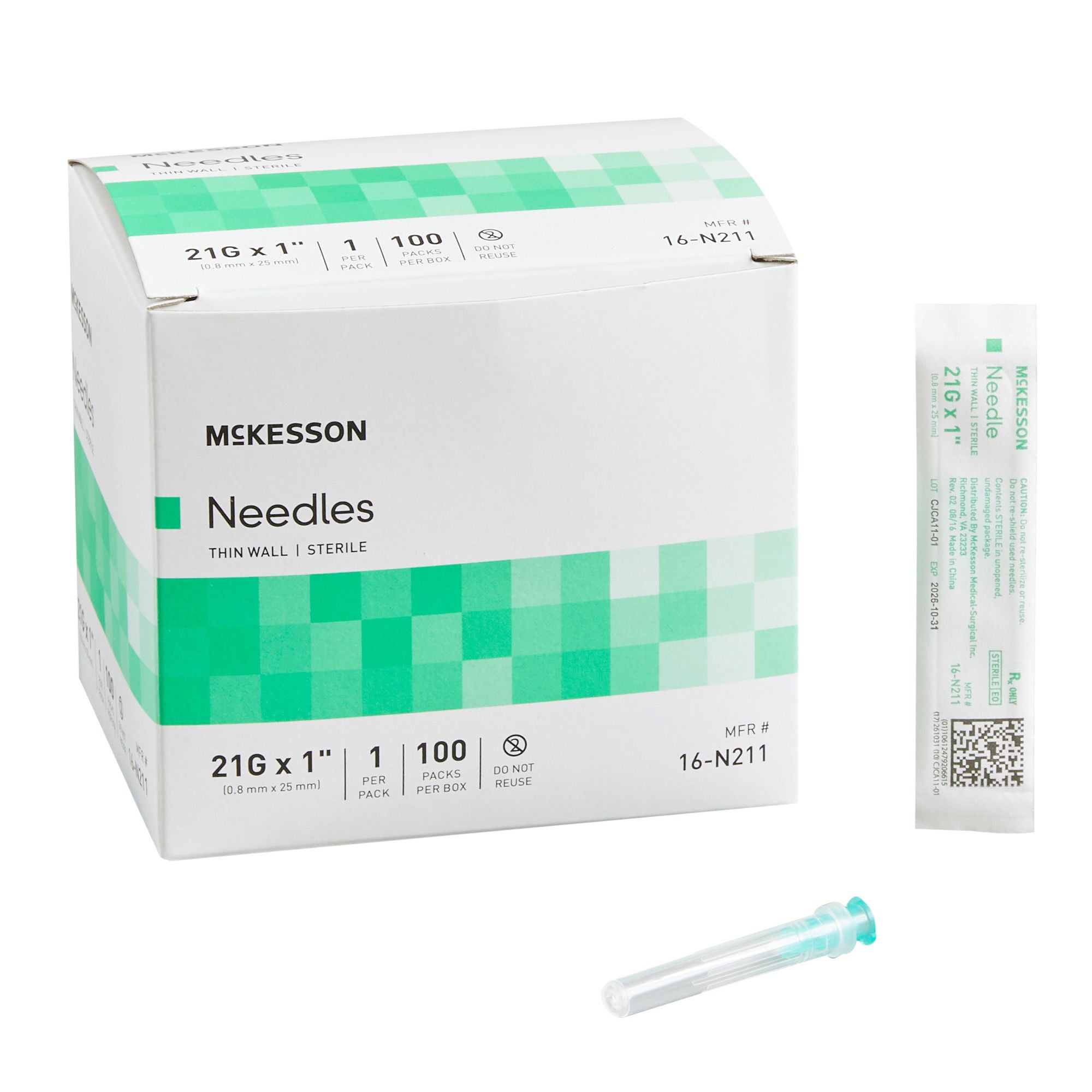 McKesson Hypodermic Needle, 21 Gauge, 1 Inch