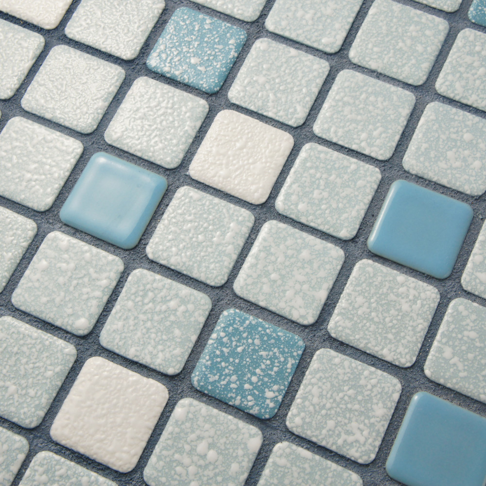 Crystalline Square Blue 12 in. x 12 in. Porcelain Mosaic Tile