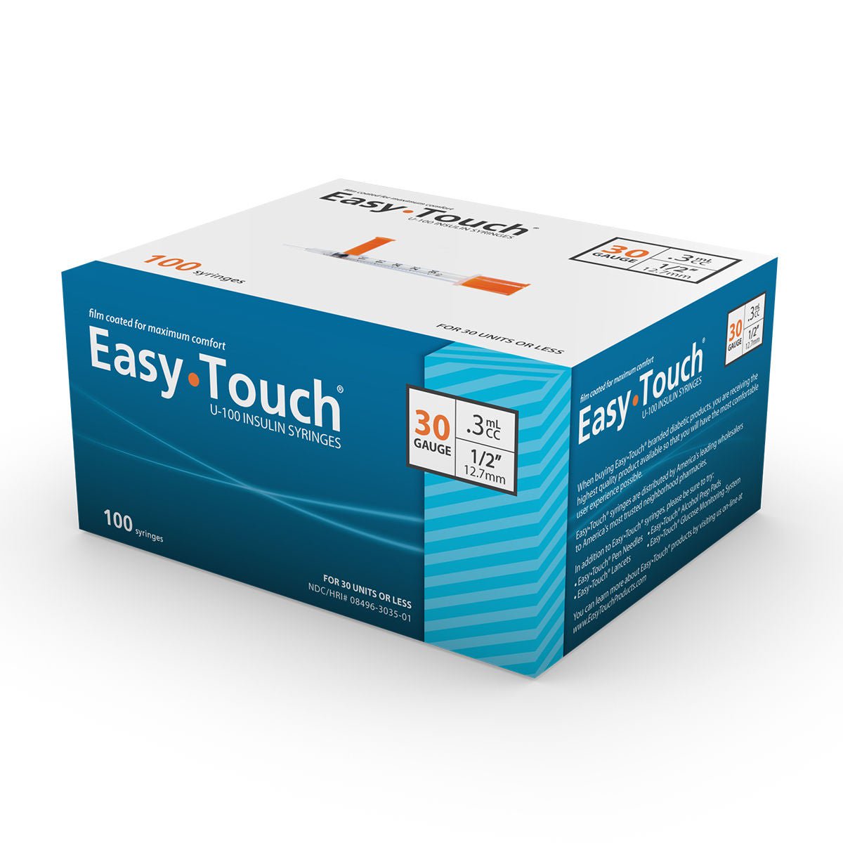 MHC Medical SYRINGE/NDL, EASY TOUCH .3CC 30GX1/2" (100/BX 5BX/CS)