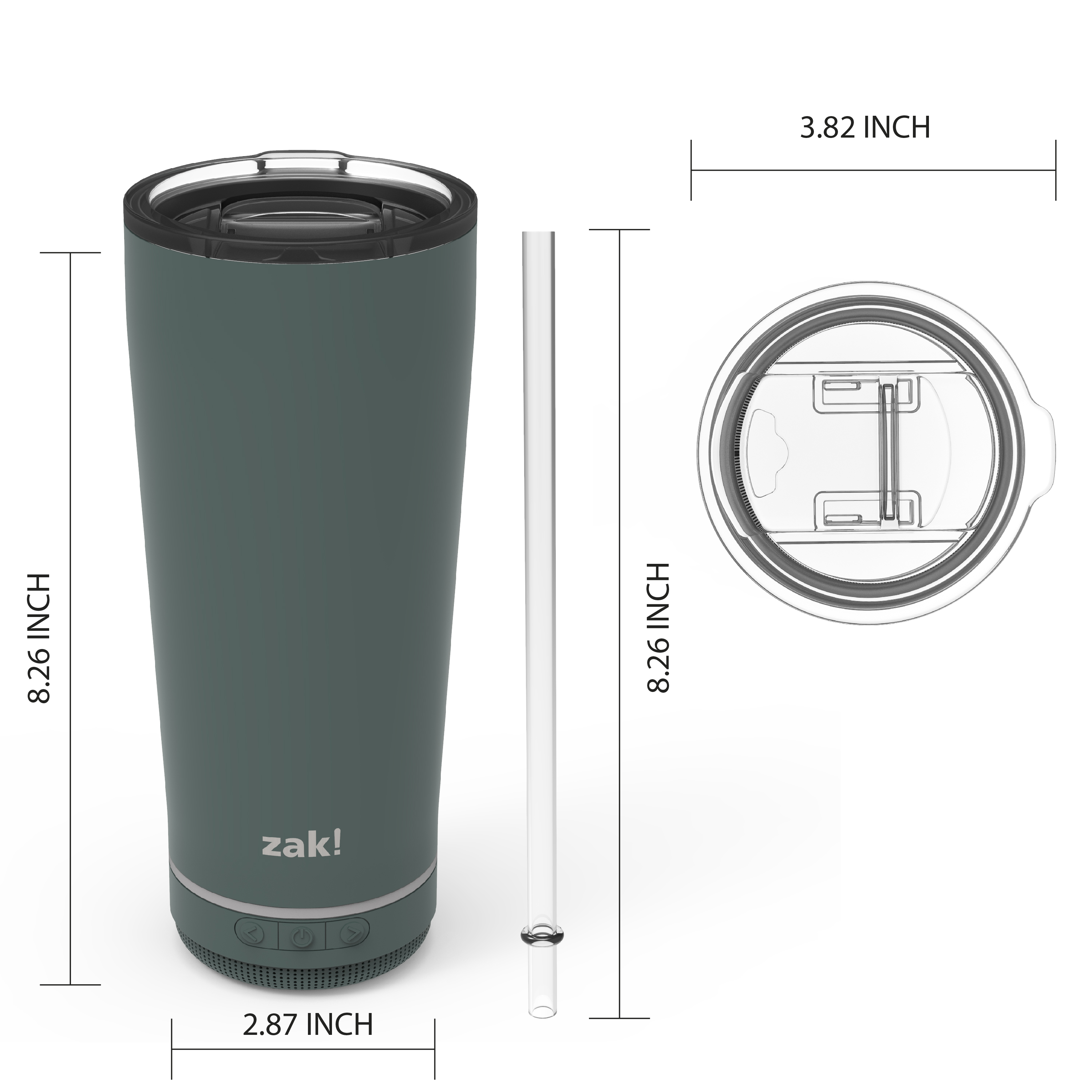 Zak Play 18 ounce Stainless Steel Tumbler with Bluetooth Speaker, Gray slideshow image 3 Zak Play 18 ounce Stainless Steel Tumbler with Bluetooth Speaker, Gray slideshow image 3