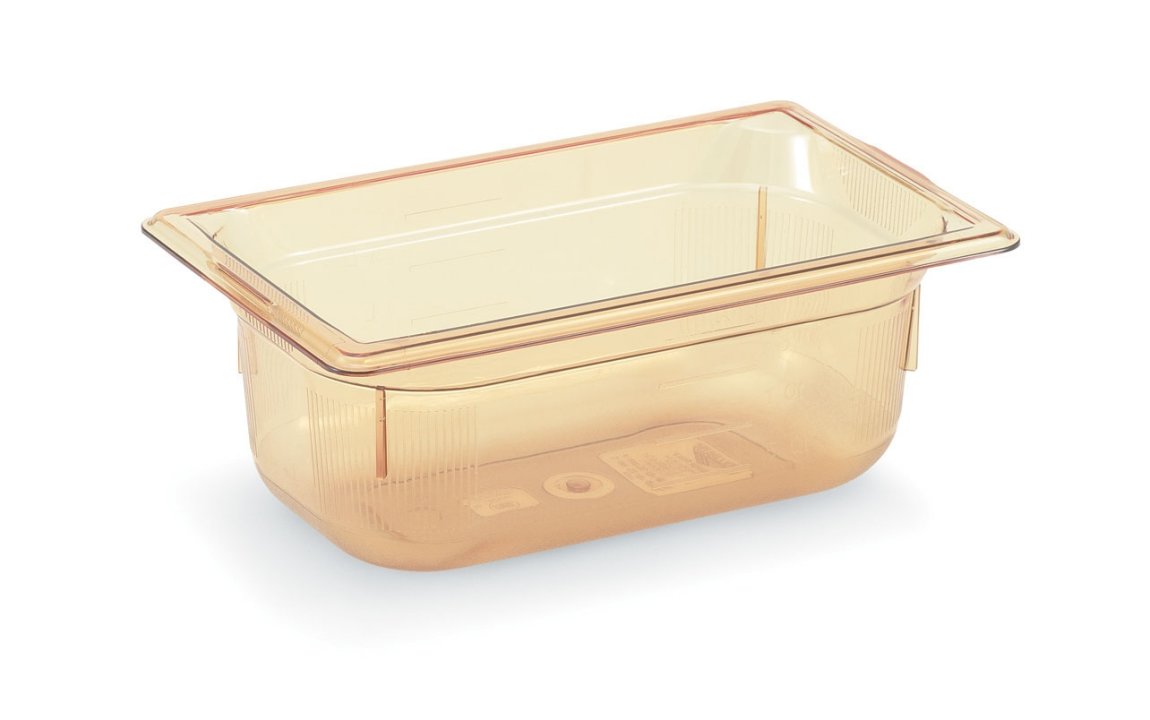 Fourth-size 4-inch-deep Super Pan® high-temperature plastic pan in amber