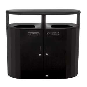 Rubbermaid Commercial, Resist, Dual Stream, 23 gal, Metal, Black, Rectangle, Receptacle