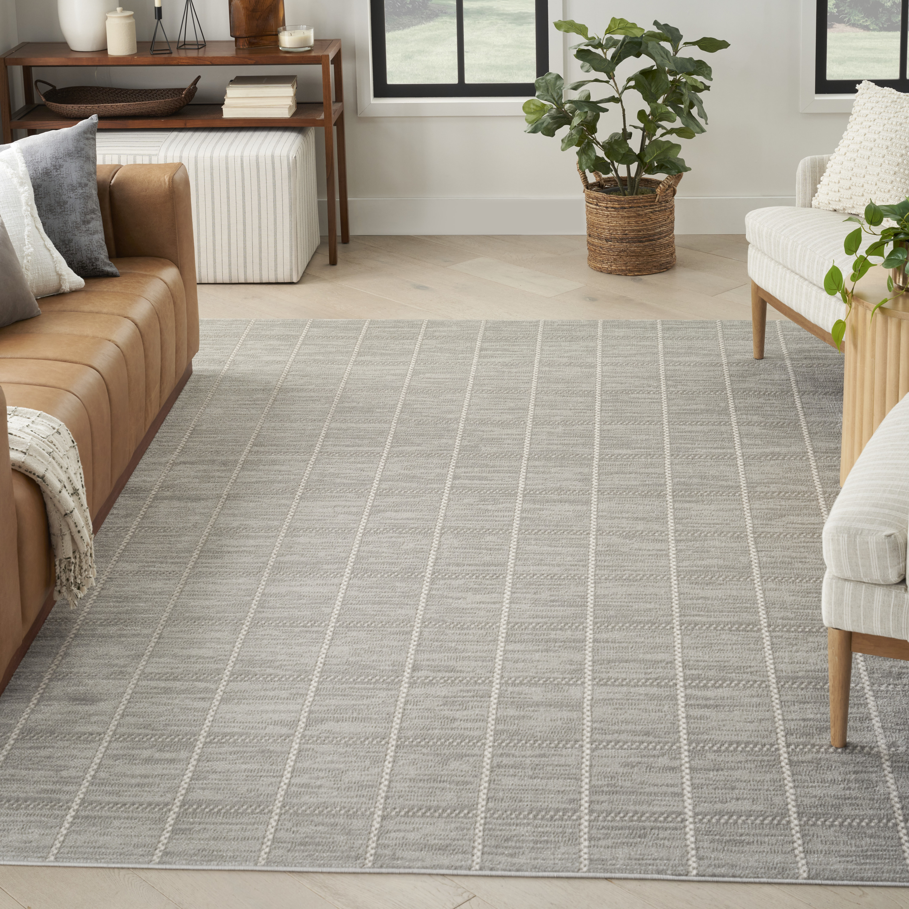 Nourison Serenity Home 9' x 12' Light Grey Modern Indoor Rug