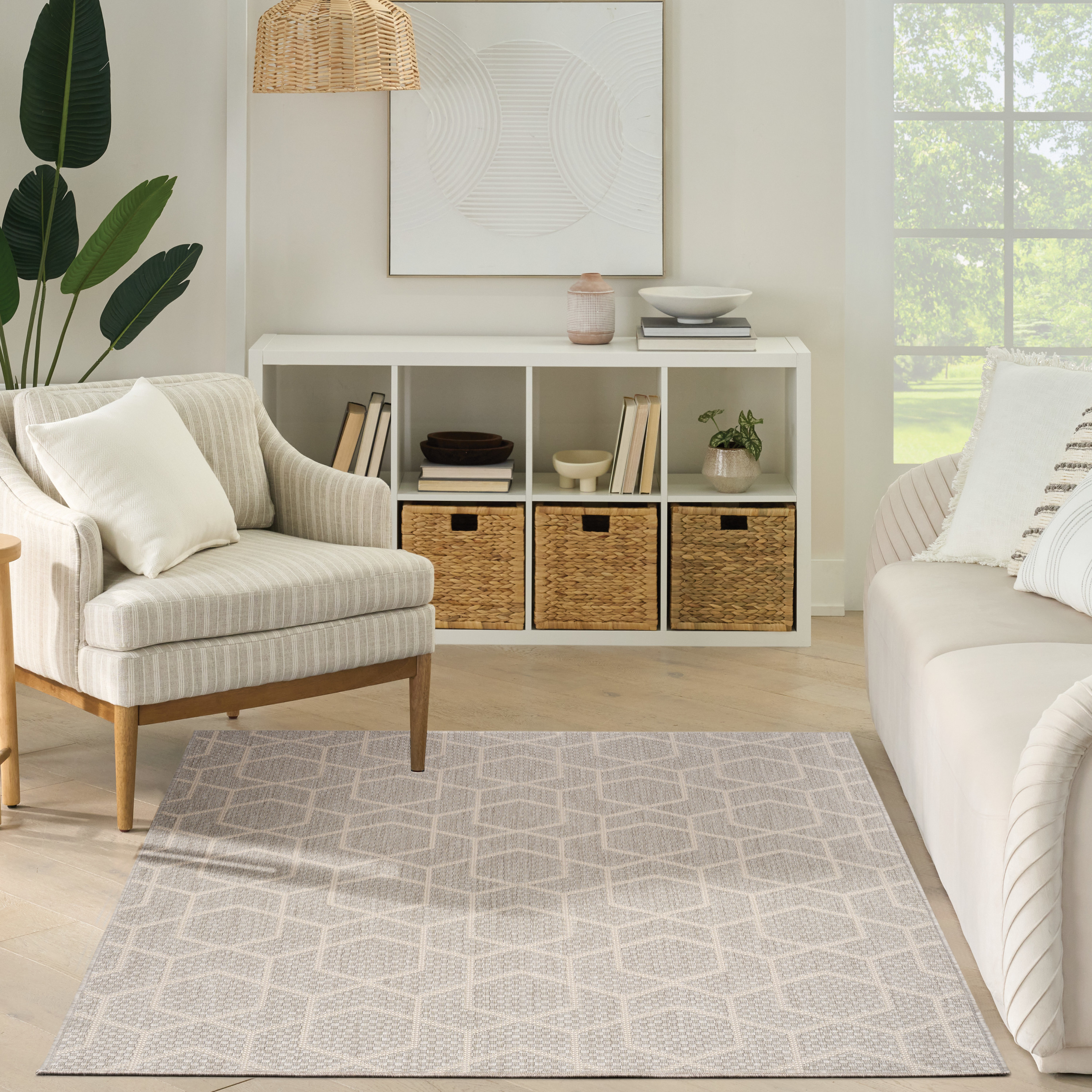 Nourison Horizon Indoor/Outdoor 4' x 6' Grey Modern Rug